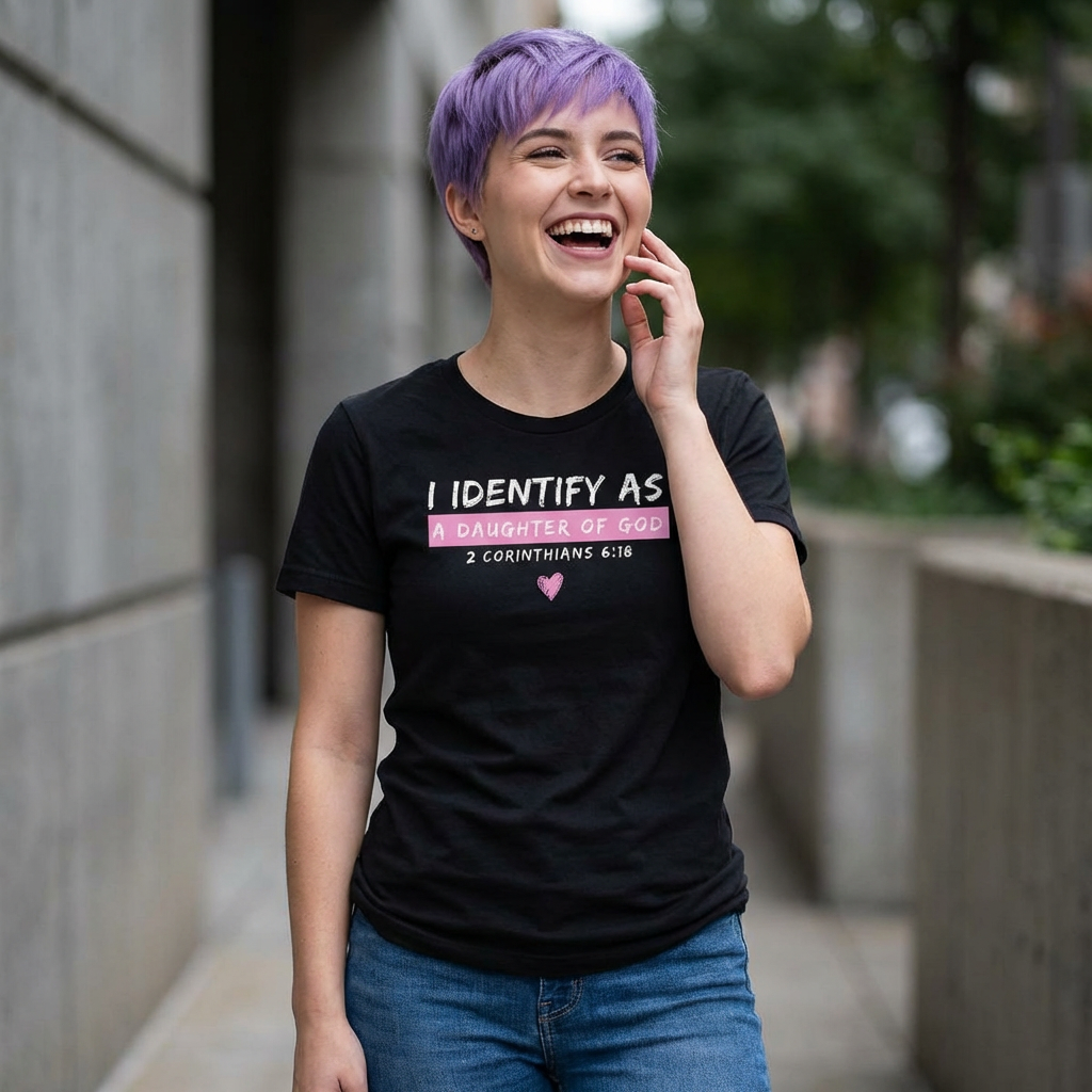I IDENTIFY AS DAUGHTER OF GOD- BLACK TEE