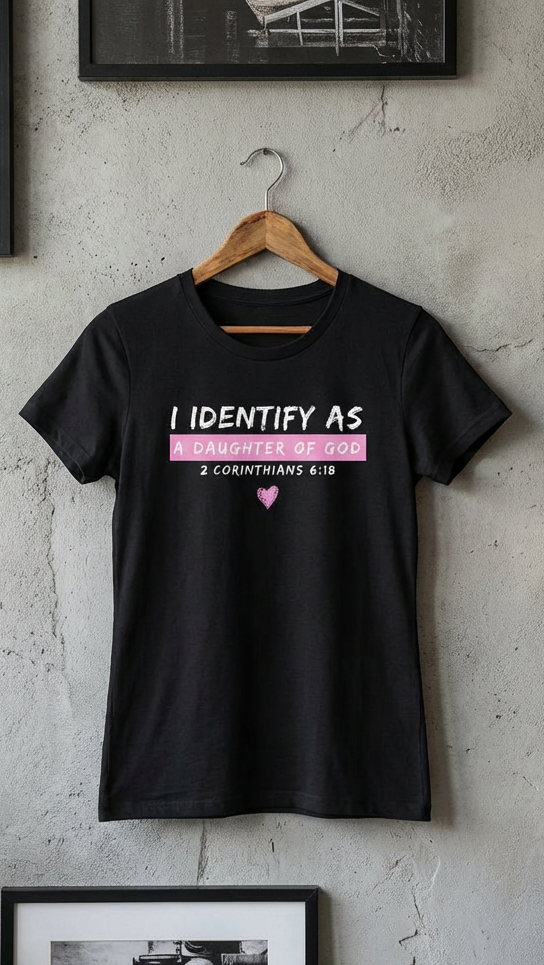 I IDENTIFY AS DAUGHTER OF GOD- BLACK TEE